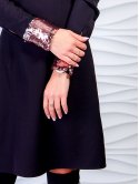 Шикарное платье А-силуэта с воротником и манжетами из двухсторонних пайеток. Арт.2501