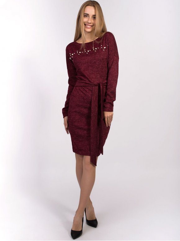 Красива сукня з ангори з поясом 2529