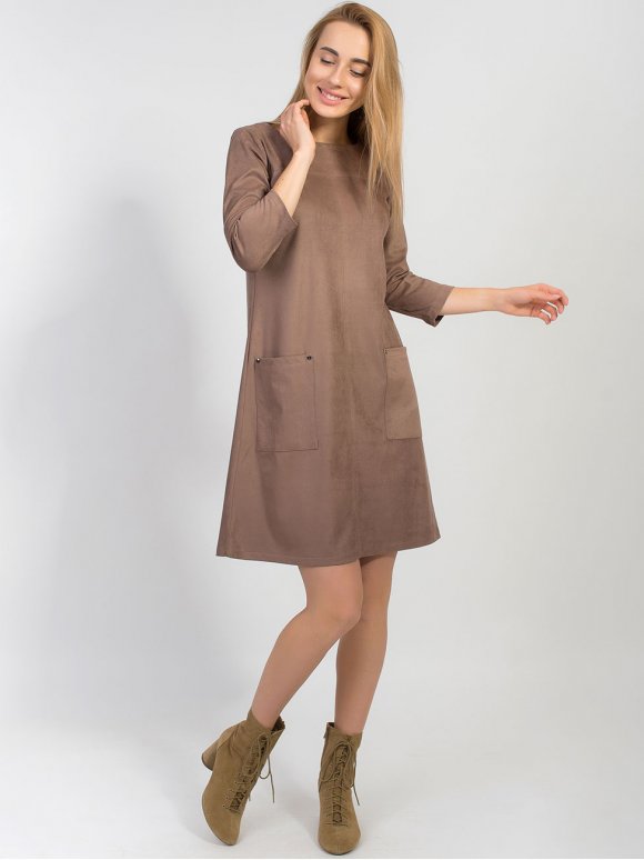 Замшева сукня трапеція 2847