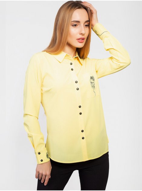 Блуза с оригинальной вышивкой на кармане и манжетах 2943