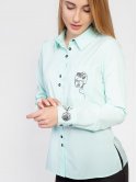 Блуза з оригінальною вишивкою на кишені і манжетах 2943