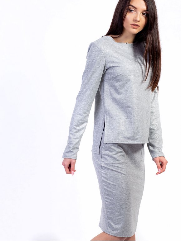 Костюм: стильна кофта з подовженою спинкою + спідниця з кишенями. Арт.2640 Костюм: стильна кофта з подовженою спинкою + спідниця з кишенями. Арт.2640