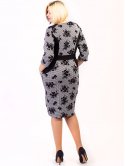 Елегантна сукня size+ з візерунком, зручними кишенями та поясом. Арт.2653