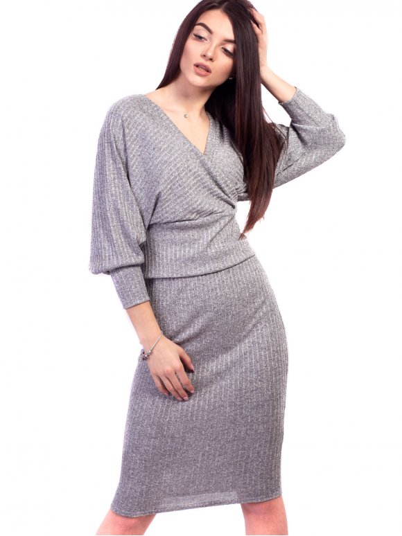 Костюм: эффектная кофта + фактурная приталенная юбка. Арт.2633 Костюм: эффектная кофта + фактурная приталенная юбка. Арт.2633