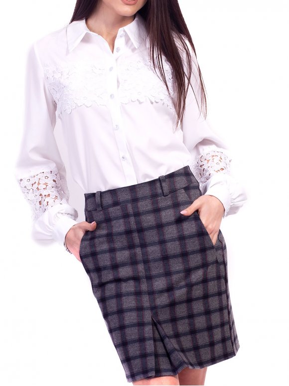 Очаровательная юбка в клетку со складкой спереди. Арт.2613 Очаровательная юбка в клетку со складкой спереди. Арт.2613