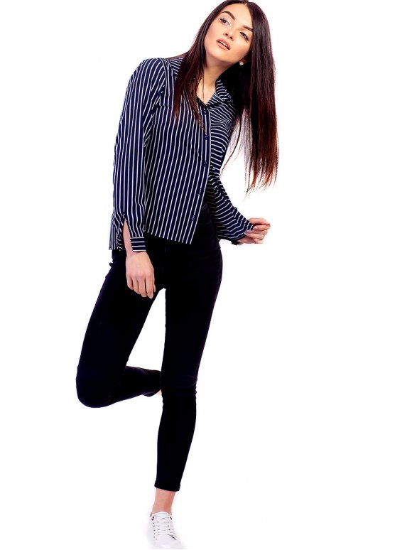 Блуза в асиметричну смужку 2650