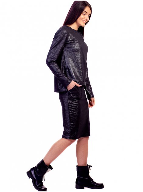 Костюм: стильная кофта с удлиненной спинкой + юбка с карманами. Арт.2640