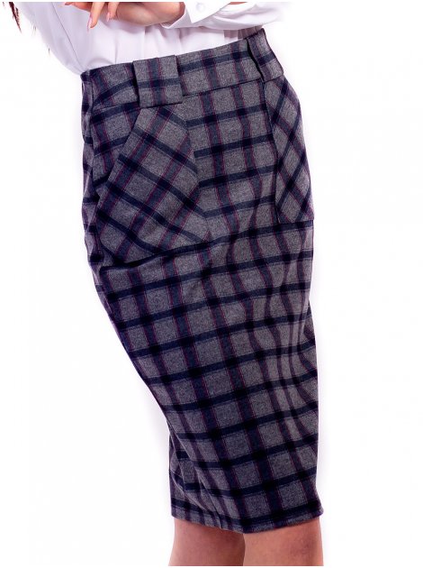 Стильная клетчатая юбка с карманами 2612
