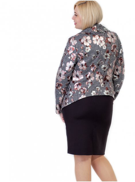 Пиджак size+ с геометрическим узором и фольгированными цветами 2674
