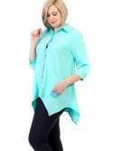 Блуза size+ з фігурним низом і зручними кишенями 2660