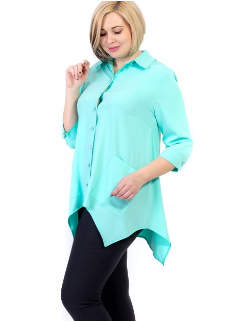 Блуза size+ з фігурним низом і зручними кишенями 2660