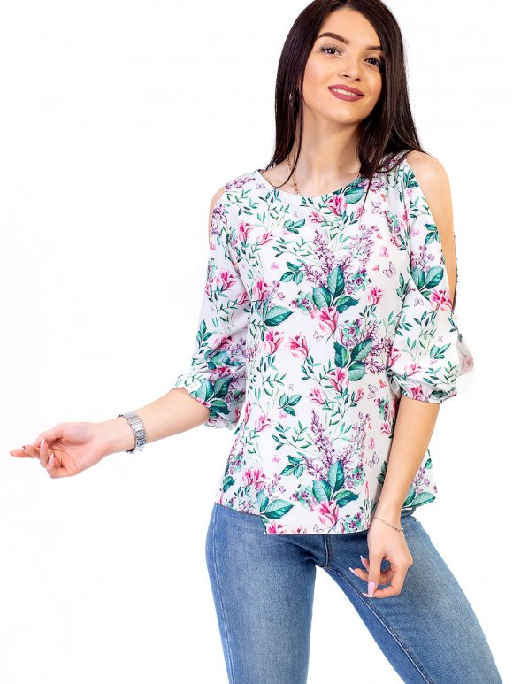 блуза з квітковим принтом фото