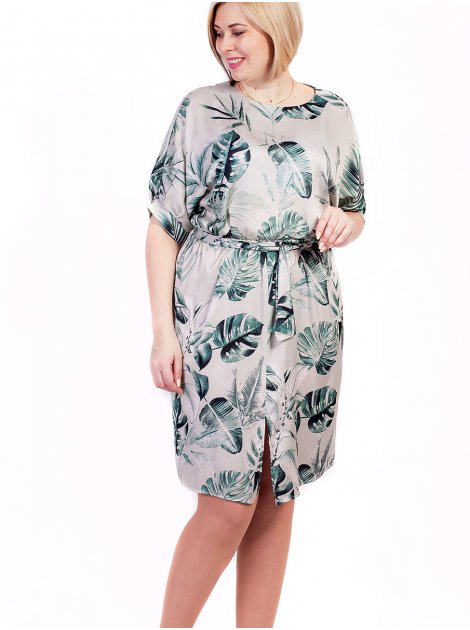 Оригинальное платье size+ в тропический принт 2684