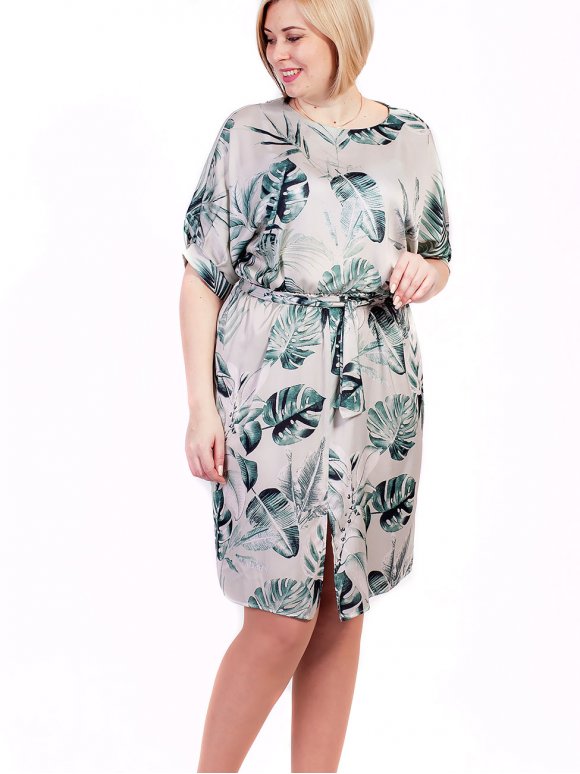 Оригинальное платье size+ в тропический принт 2684