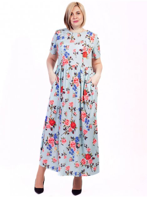 Длинное платье size+ в цветочный принт 2711