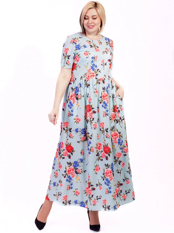 Длинное платье size+ в цветочный принт 2711