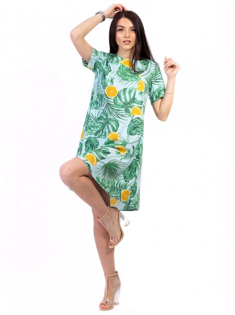 Женственное платье с тропическим принтом 2721