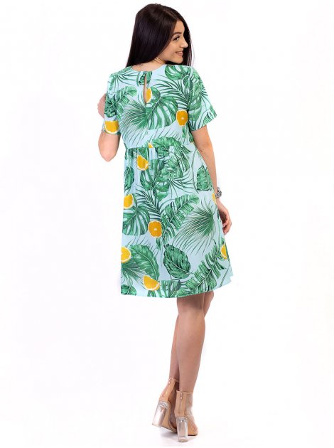 Женственное платье с тропическим принтом 2721