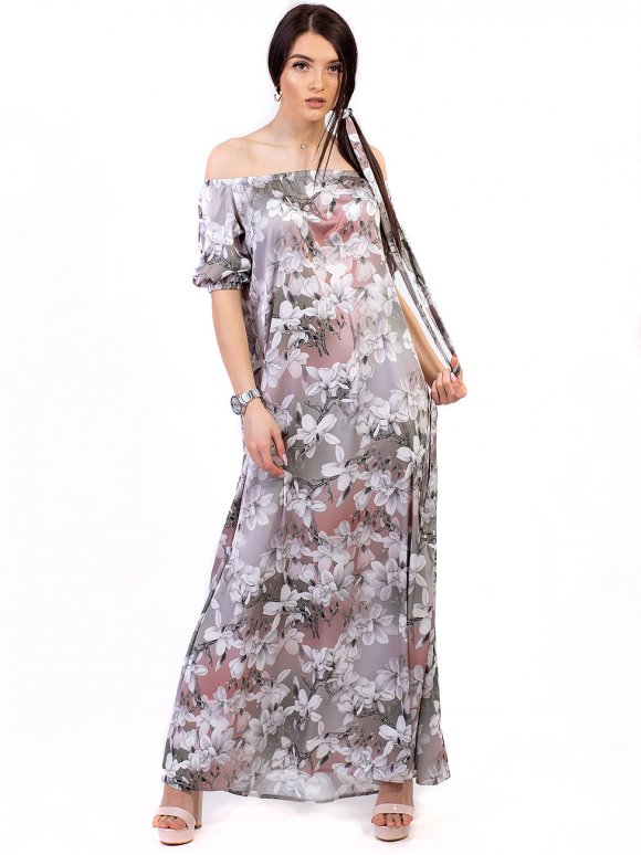 Платье в пол с открытыми плечами 2688