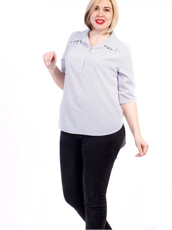 Стильная блуза size+ с удлинённой спинкой 2682