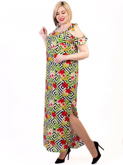 Платье size+ с трендовым тропическим принтом 2701