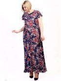 Длинное платье size+ из легкой ткани с цветочным принтом 2720
