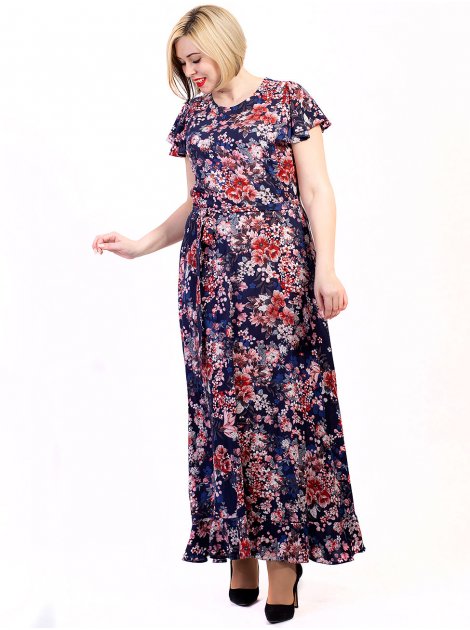 Длинное платье size+ из легкой ткани с цветочным принтом 2720