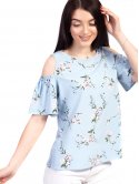 Легкая блуза с оригинальными вырезами на плечах 2736