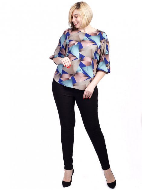 Легкая блуза size+ с геометрическим принтом 2727