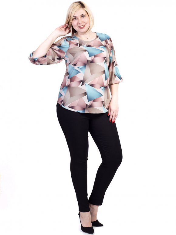 Легкая блуза size+ с геометрическим принтом 2727
