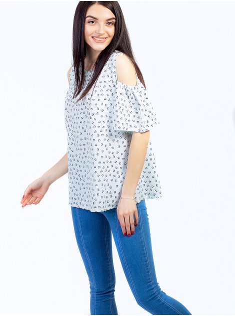 Легкая блуза с оригинальными вырезами на плечах 2736
