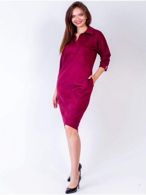 Елегантна замшева сукня size+ з красивими гудзиками на рукавах. Арт.2606