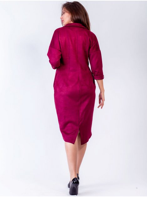 Элегантное замшевое платье size+ с красивыми. пуговицами на рукавах. Арт.2606