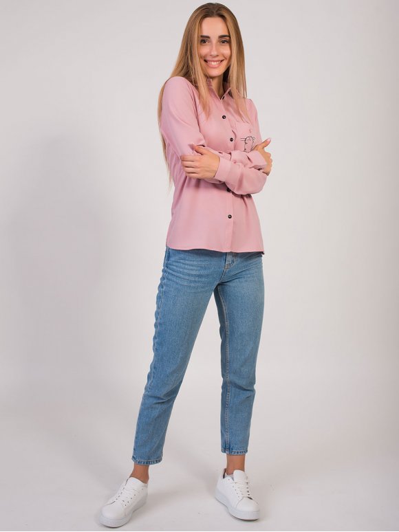 Блуза з вишивкою на кишені 2792 Блуза з вишивкою на кишені 2792