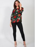 Розкішна блуза size+ із принтованної квітами тканини з четвертним рукавом. Арт.2617