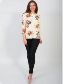 Розкішна блуза size+ із принтованної квітами тканини з четвертним рукавом. Арт.2617