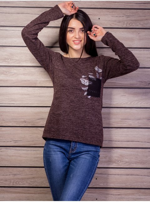 Вільний светр з декоративною кишенею. Арт.2107