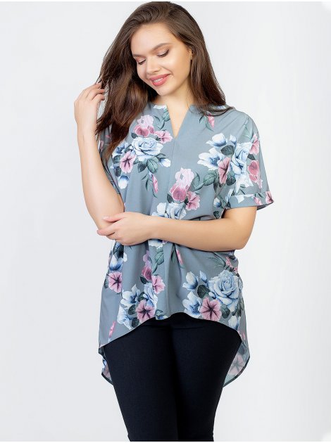 Блуза size+ з подовженою спинкою і V-подібним вирізом 2963