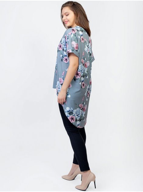 Блуза size+ с удлиненной спинкой и V-образным вырезом 2963