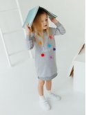 Детское платье с вышивкой и помпонами 10015