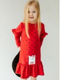 Дитяча сукня з оригінальним принтом і рюшами 10014