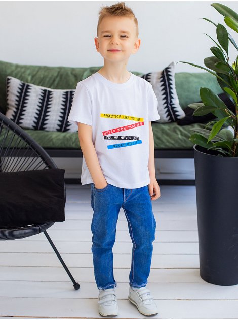 Дитяча футболка з різнобарвним принтом 10027