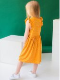 Дитяча сукня в горошок з рюшами на плечах 10036