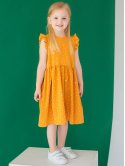 Детское платье в горошек с рюшами на плечах 10036