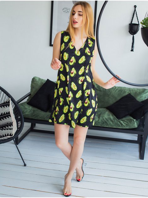 Красивое летнее платье с принтом "авокадо" 2975