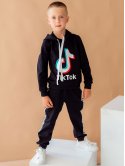 Детский костюм с лампасами и принтом "TikTok" 10051