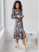 Жіночна сукня в квітковий принт з квадратним вирізом 3146