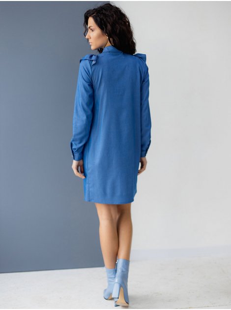 Джинсова сукня-сорочка з рюшами 3071