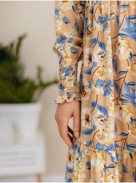 Легка сукня-міді з тканини в квітковий принт 3182