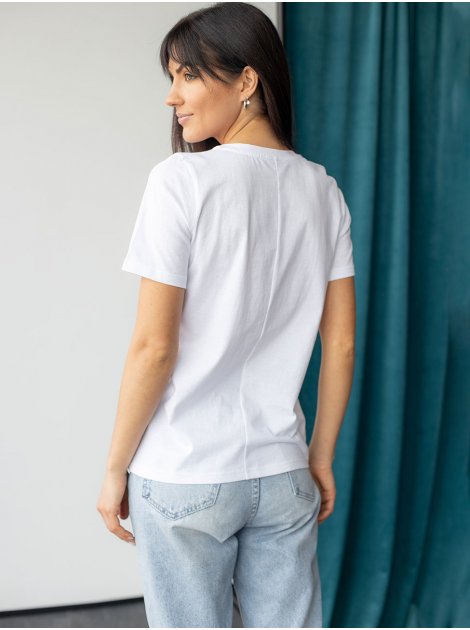 Модна біла футболка з флоральним принтом 3194